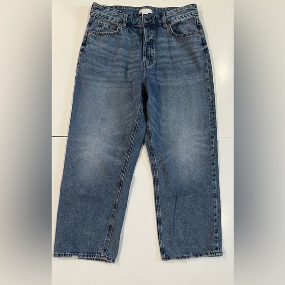 H&M High Waist Button Fly Ankle Length Cropped Mom Jeans Size 12 - Picture 1 of 5